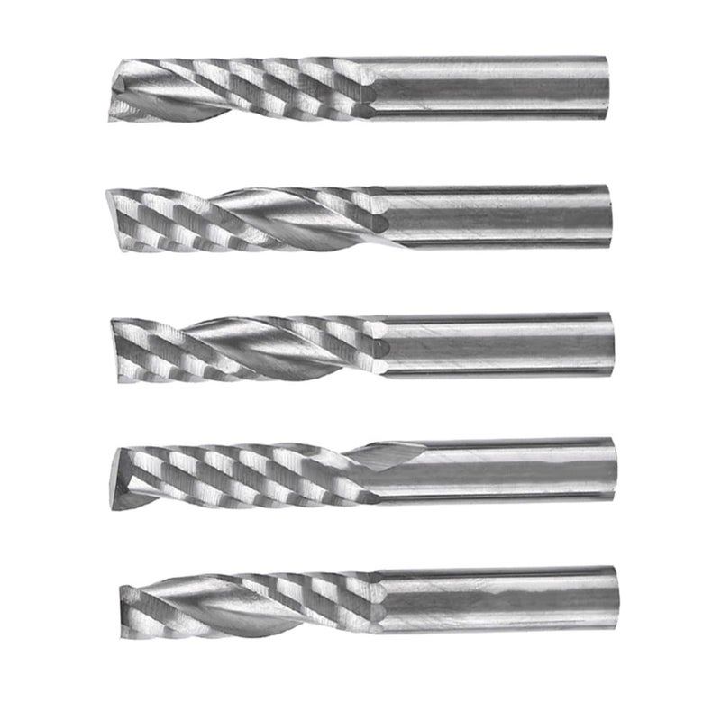 Hilitand 5pcs 6mm Shank End Mills Tungsten Carbide Single Flute Spiral Milling Cutters CNC Milling Bits - Image 1